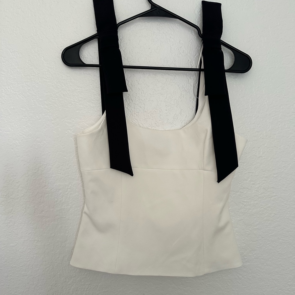 Zara White Camisole with Black Tie Straps